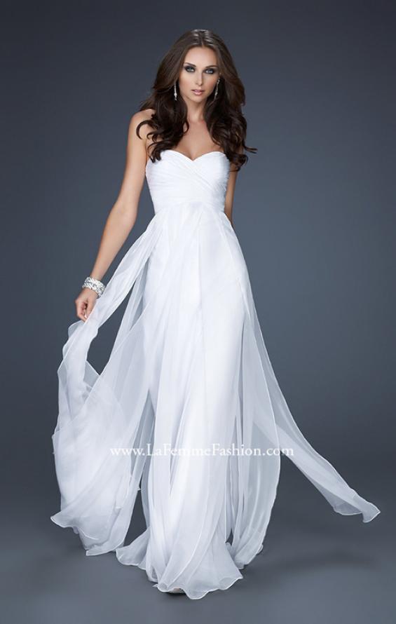 strapless chiffon prom gown by la femme 17111